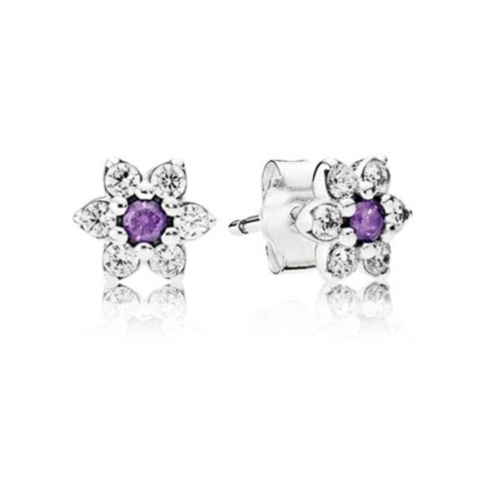 PANDORA Forget Me Not Flower Stud Earrings w Dust Bag NWT
